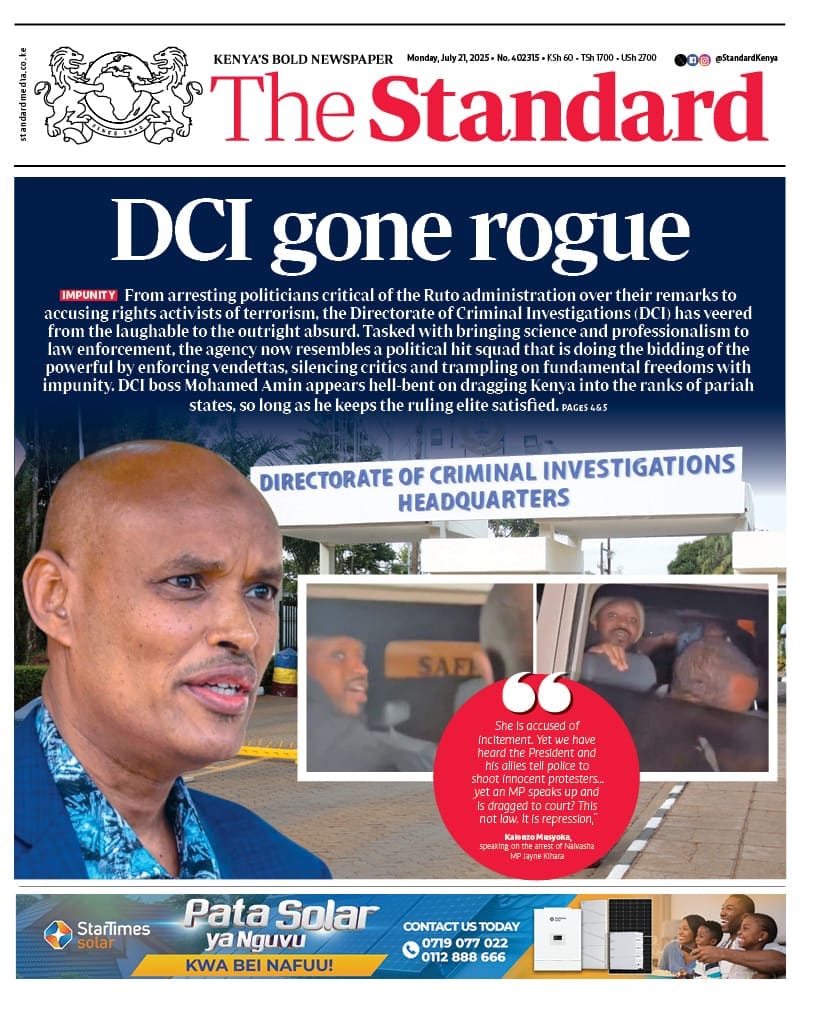 Newspaper Review: Targeted Arrest By DCI on Opposition As Raila Odinga Shuts Talks of Existing Broad-Based Government